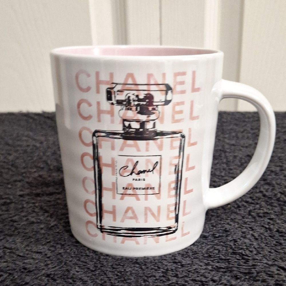 Amanda Greenwood CHANEL Coffee Mug - White Pink Perfume Bottle